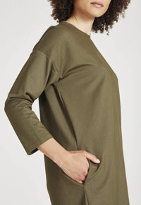 Organic Cotton Sweat Dress HELEN - Olive