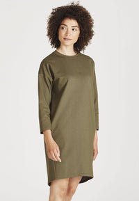 Organic Cotton Sweat Dress HELEN - Olive