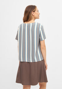 Givn Berlin Bluse INES aus LENZING™ ECOVERO™ Blouse Off White / Grey (Stripes)