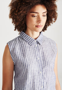 Givn Berlin Blusentop EMMA aus Leinen Blouse Blue / White (Stripes, Linen)