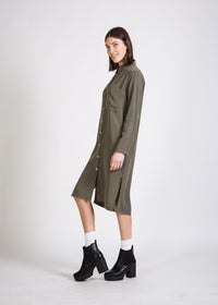 Givn Berlin Hemdblusenkleid DEMI aus TENCEL™ Lyocell Dress Olive (Tencel)