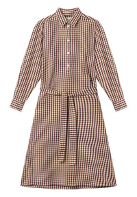 Givn Berlin Hemdblusenkleid GRETA aus Bio-Baumwolle Dress Dark Purple / Dark Grey / Beige (Checked)