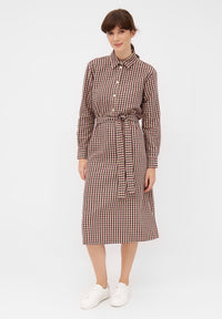 Givn Berlin Hemdblusenkleid GRETA aus Bio-Baumwolle Dress Dark Purple / Dark Grey / Beige (Checked)