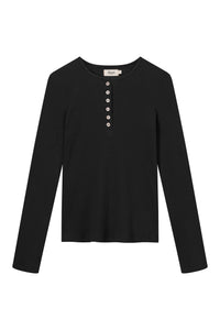 Givn Berlin Henley-Longsleeve THEA aus Bio-Baumwolle Longsleeve Black
