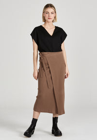 Givn Berlin Wickelrock JENNA aus Bio-Baumwolle Skirt Muddy Brown
