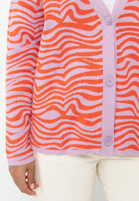 Givn Berlin Jacquard Cardigan ALEXIS aus Bio-Baumwolle Cardigan Lavender / Orange (Waves)