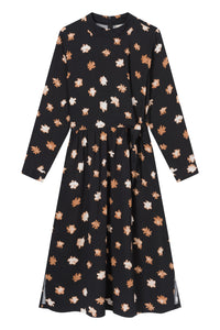 Givn Berlin Kleid INDIRA aus LENZING™ ECOVERO™ Dress Black / Caramel Brown (Flowers)