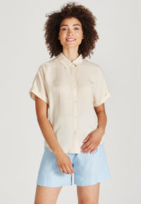 Givn Berlin Kurzarmbluse SARAH aus TENCEL™ Lyocell Blouse Off White (Tencel)