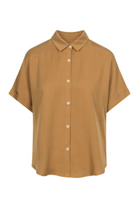 Givn Berlin Kurzarmbluse SARAH aus TENCEL™ Lyocell Blouse Rubber Brown (Tencel)