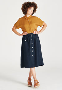 Givn Berlin Leinenrock CARMEN aus Leinen Skirt Midnight Blue (Linen)