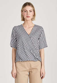 Givn Berlin Blusenshirt MISHA aus LENZING™ ECOVERO™ Blouse Midnight Blue / White (Checked)