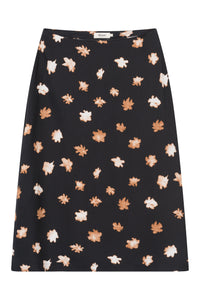 Givn Berlin Midirock VALENTINA aus LENZING™ ECOVERO™ Skirt Black / Caramel Brown (Flowers)