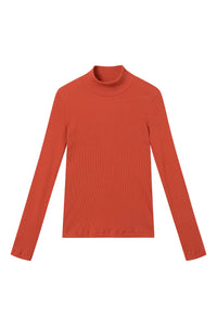 Givn Berlin Rollkragen-Longsleeve GINA aus Bio-Baumwolle Longsleeve Rusty Orange