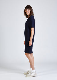 Organic cotton knit dress VALERIE - Blue