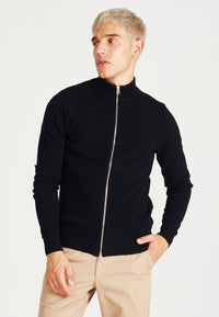 Givn Berlin Zip-Cardigan LIONEL aus Bio-Baumwolle Cardigan Black
